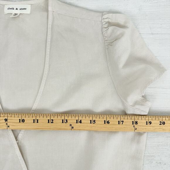 Anthropologie Cloth & Stone Peplum Top XS Linen Blend Preppy Neutral Minimalist - Picture 11 of 16